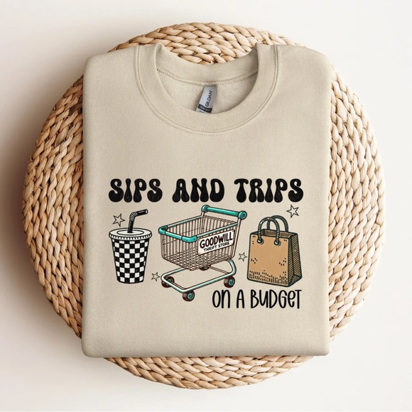 Sips & Trips to the Thrift Store Sweatshirt - Picture 1 of 1